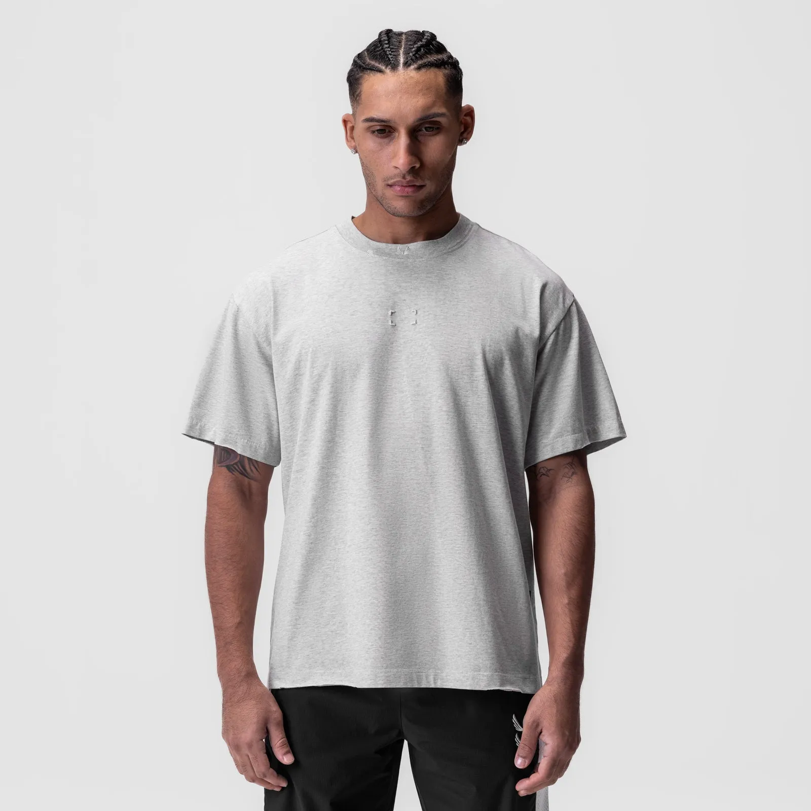 0797. Tech Essential™ Relaxed Tee - Heather Grey "Space Bracket"