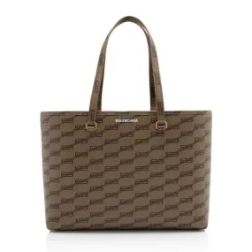 Balenciaga BB Monogram Canvas Signature E/W Medium Shopper Tote (SHF-23770)