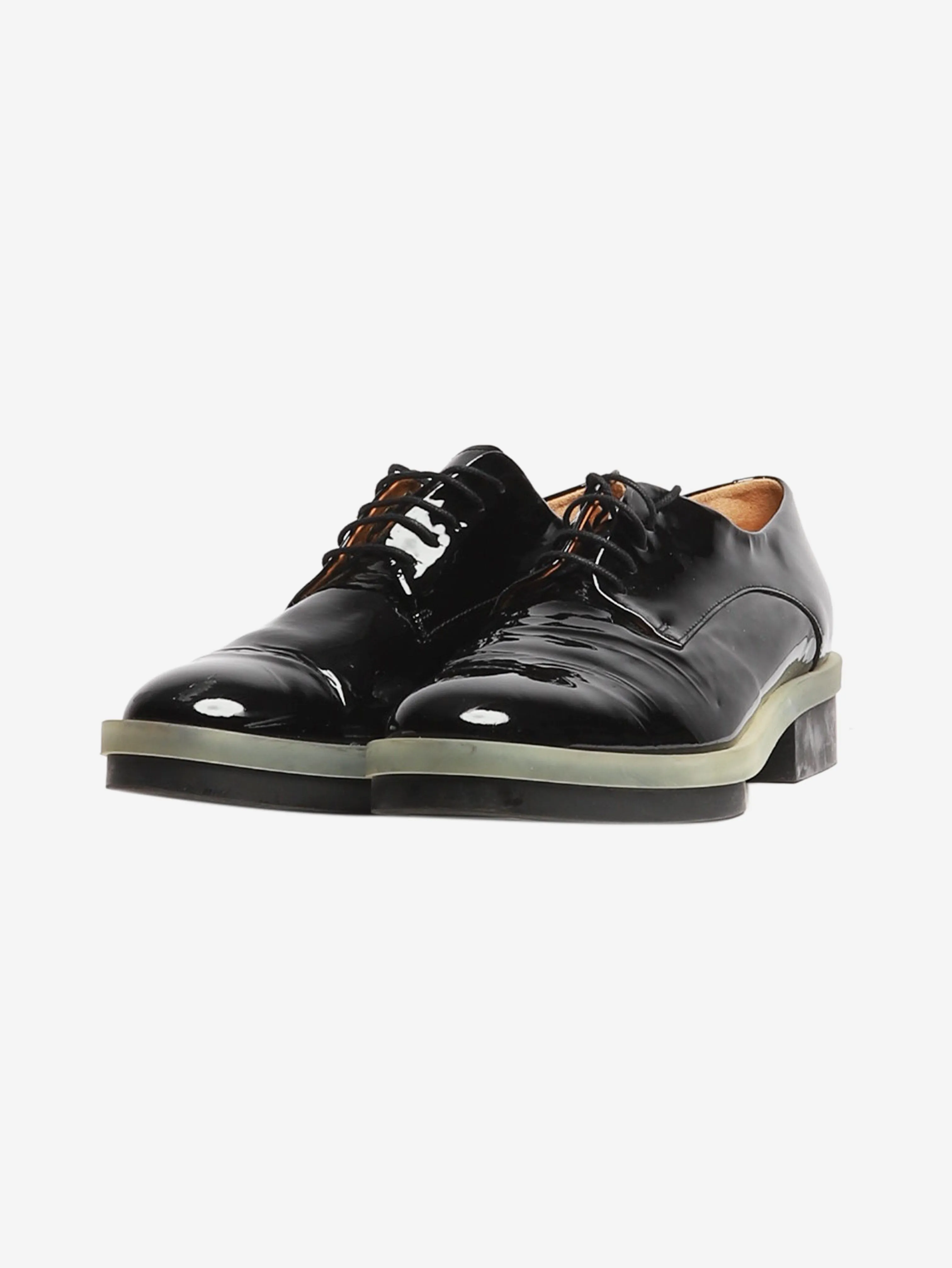 Black patent lace-up shoes - size EU 39