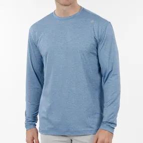 Blitz Tech Long Sleeve Tee | Heather - Vintage Blue/White