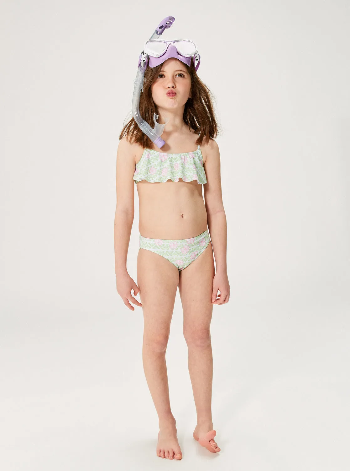 Girls 2-7 Hibiline Flutter Bikini Set - White Hibline