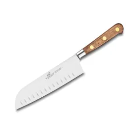 Santoku Knife 7.09 inch with Hollow Edge Walnut Wood Handle - SABATIER